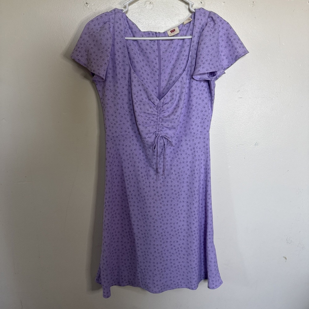 Levi's Women's Skylar Floral Flutter Sleeve Dress Lavender Size S